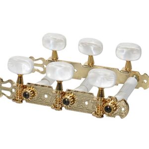 BOSTON MACHINE HEADS FOR CLASSIC GUITAR NYLON SHAFT 70MM GOLD PEARLOID BUTTONS