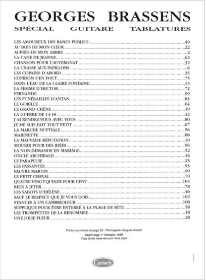 SPÉCIAL GUITARE TABLATURES GEORGES BRASSENS – Image 2