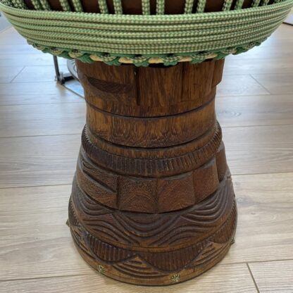 DJEMBE COTE D'IVOIRE IROKO PEAU DE CHEVRE DIAM 36CM x 63CM PROTECTION CAOUTCHOUC – Image 2