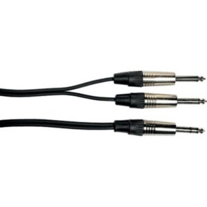 YELLOW CABLE CABLE AUDIO 2 JACK MONO MALES JACK STEREO MALE 3M
