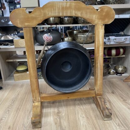 OCCASION GONG NEPAL 40CM SUR STRUCTURE BOIS ET MAILLOCHE – Image 3