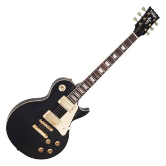 VINTAGE V100BB GUITAR- GOLD HARDW BLACK GLOSS