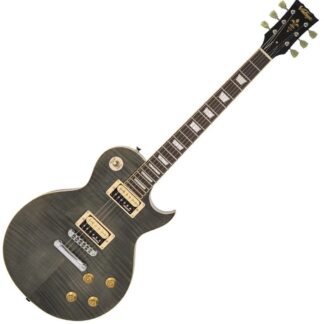VINTAGE V100TBK  GUITAR - FLAMED MAPLE - THRU BLACK