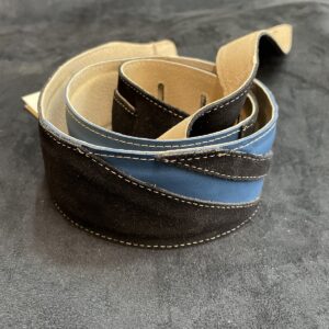 BLESES SANGLE BG791 VELOUR NOIR VEAU BLEU